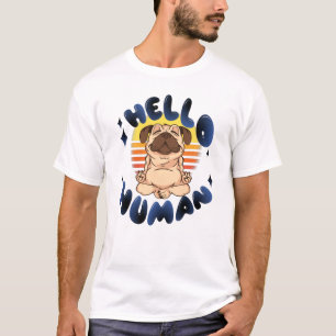 T-shirt Bonjour humain Méditer chien de yoga