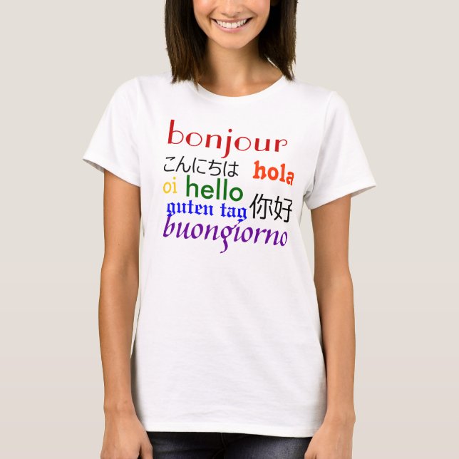 T-shirt Bonjour international (amélioré) (Devant)