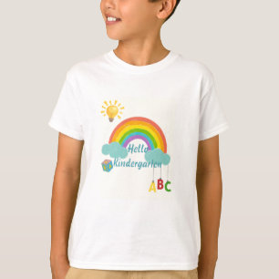 T-shirt Bonjour jardin d'enfants mignon arc-en-ciel retour