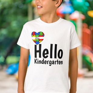T-shirt Bonjour jardin d'enfants Puzzle Pièces Nom personn
