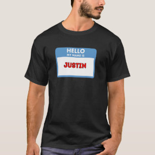 T-shirt Bonjour Je M'appelle Justin Thème d'étiquette nom