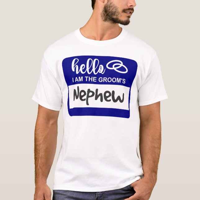 T-shirt Bonjour Je suis l'insigne du nom du Mariage Nephew (Devant)
