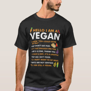 T-shirt Bonjour Je Suis Vegan Vegetable Plante Alimenté