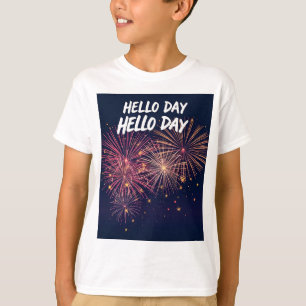 T-shirt Bonjour Jour - Le 4 Juillet Fireworks Carte de voe