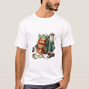 T-shirt Bonjour l'été Graphique Rétro Palmier Camping 