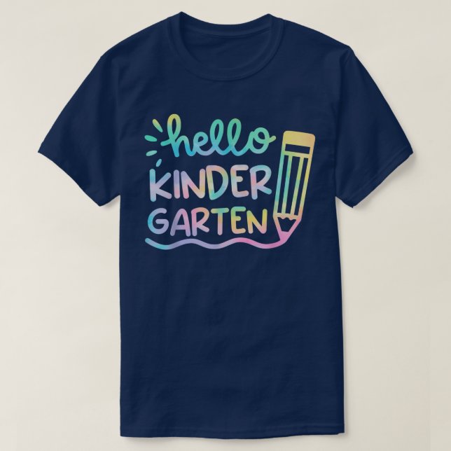 T-shirt Bonjour maternelle Tie Dye Enseignants Enfants Ret (Design devant)