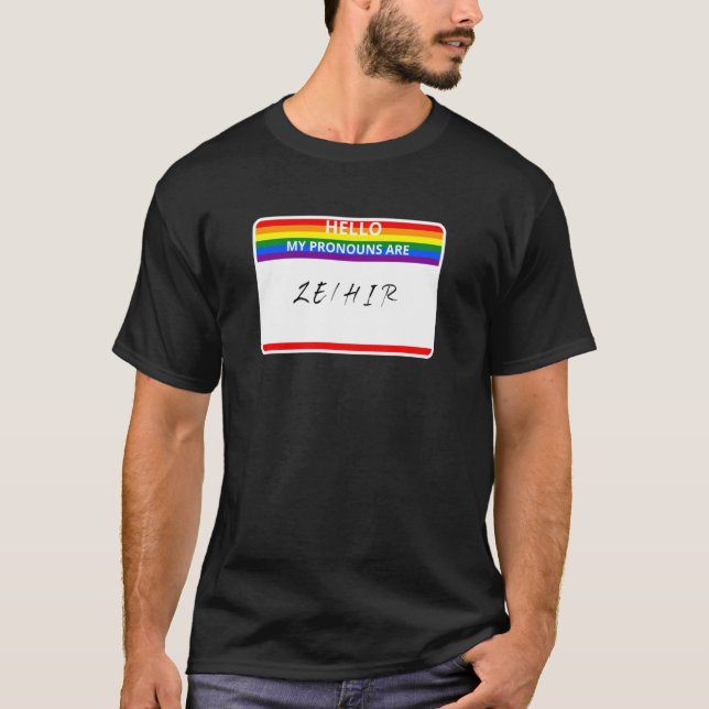 T-shirt Bonjour Mes Prononounes Sont Ze Hir Lgbtq Non Bina (Devant)