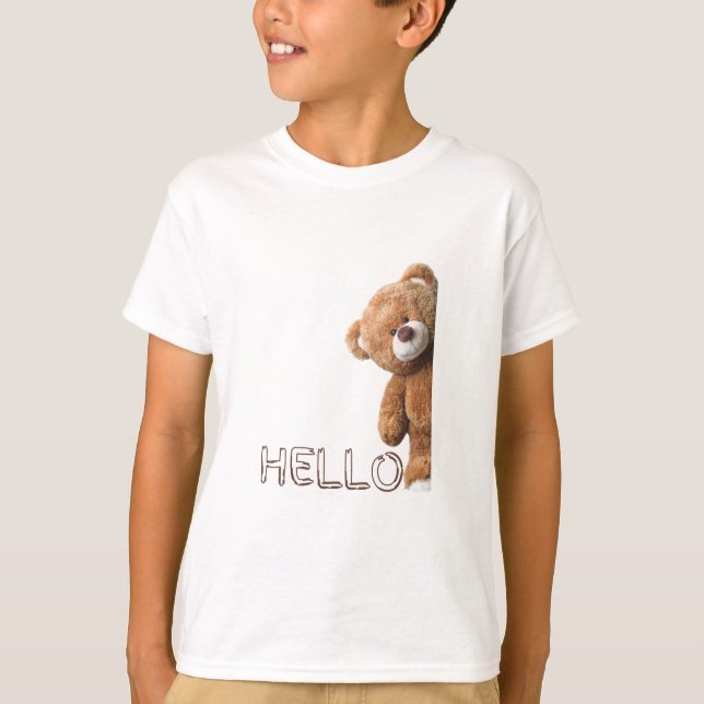 T-shirt Bonjour mignon ours Brown Teddy Bear (Devant)