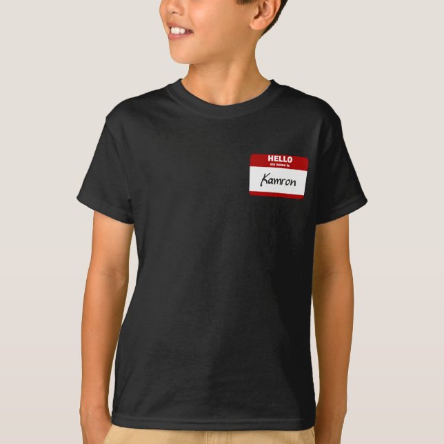 T-shirt Bonjour mon nom est Kamron (rouge) (Devant)