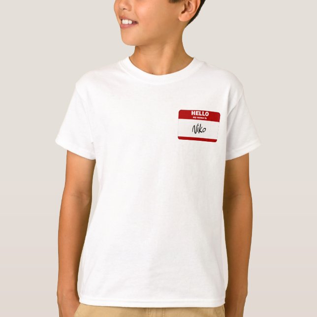 T-shirt Bonjour mon nom est Niko (rouge) (Devant)