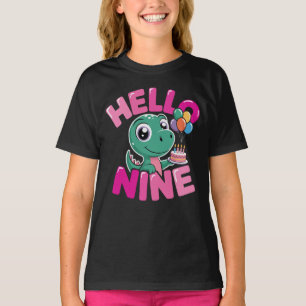 T-shirt Bonjour Neuf Fille Anniversaire Dinosaure Coquette