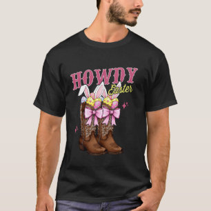 T-shirt Bonjour Pâques Lapin Western Coquette Bottes de Co