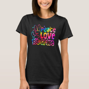 T-shirt Bonjour Peace Love 1st Grade Boys Girls Back To Sc