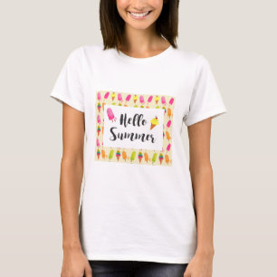 T-shirt Bonjour Popsicles d'été et crème glacée