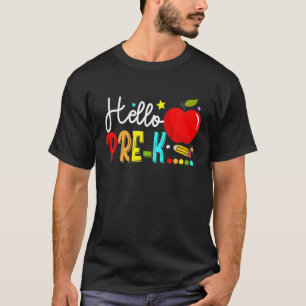 T-shirt Bonjour Pré K Apple Pencil Joyeux Premier Jour De 