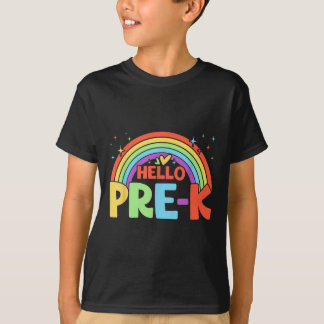 T-shirt Bonjour Pré-k Escouade Enseignant Arc-En-Ciel Reto