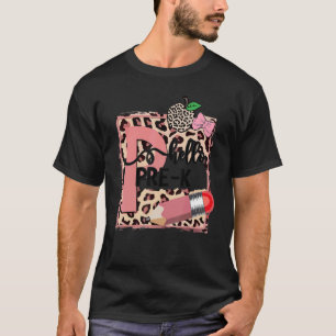 T-shirt Bonjour Pré K Retour À L'École Femmes Filles Pink