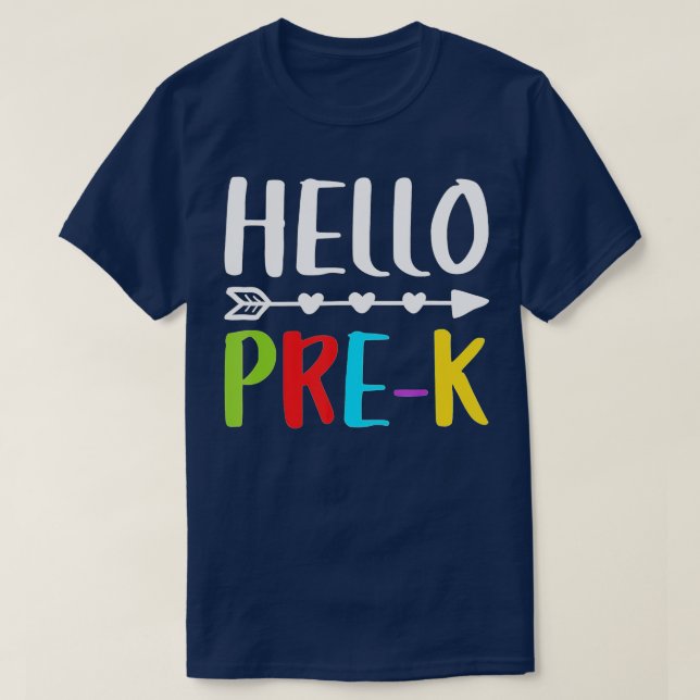 T-shirt Bonjour PréK Enseignant Retour À L'École (Design devant)