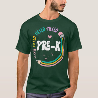 T-shirt Bonjour PréK Messy Bun Girl Tie Dye Retour À L'Éco