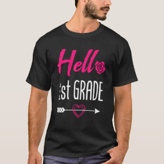 T-shirt Bonjour Première Année Retour À L'école Filles de