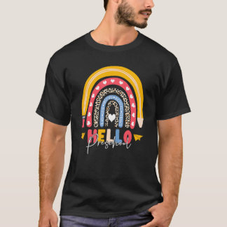 T-shirt Bonjour Préscolaire Premier Jour De L'École Arc-En