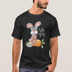 T-shirt Bonjour Printemps Lapin de Pâques lapin Messy Bun 