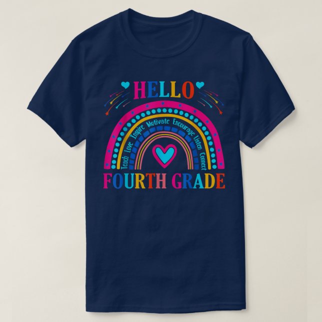 T-shirt Bonjour Quatrième Année Retour À L'École Pour Ense (Design devant)