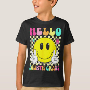 T-shirt Bonjour quatrième année sourire rétro visage retou
