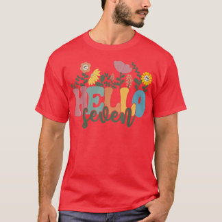 T-shirt Bonjour Sept Fleur J'Ai 7 Ans Joyeux Anniversaire