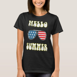 T-shirt Bonjour Summer Beach Lunettes de soleil vacances