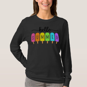 T-shirt Bonjour Summer Crème Glace Famille Vacances Popsic