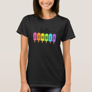 T-shirt Bonjour Summer Crème Glace Famille Vacances Popsic