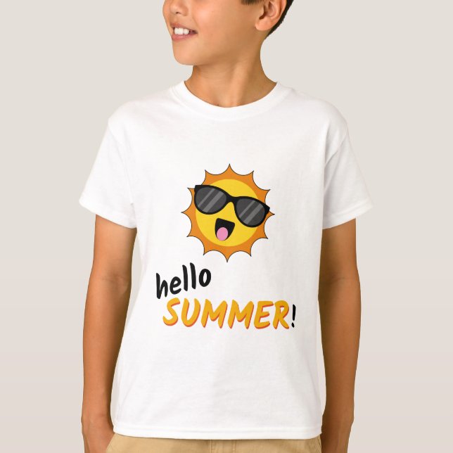 T-shirt Bonjour Summer Sun avec lunettes de soleil (Devant)