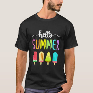 T-shirt Bonjour Summer Vacances Popsicle Ice Lolly School