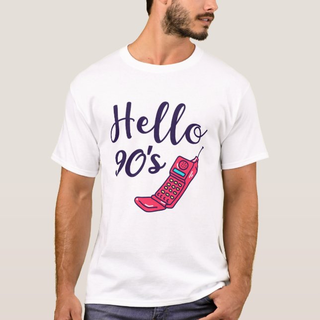 T-shirt Bonjour téléphone portable des années 90 (Devant)
