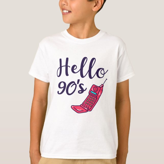 T-shirt Bonjour téléphone portable des années 90 (Devant)