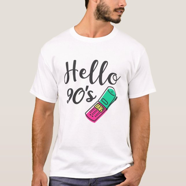 T-shirt Bonjour téléphone portable des années 90 (Devant)