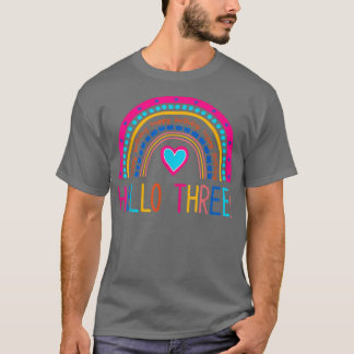 T-shirt Bonjour Trois Arc-en-ciel J'Ai 3 Ans Joyeux Annive