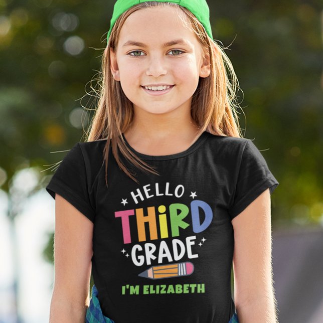 T-shirt Bonjour troisième année retour à l'école (Créateur téléchargé)