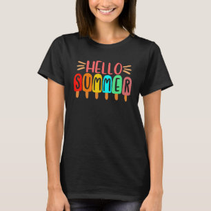 T-shirt Bonjour Vacances Été Glace Crème Popsicle Femme Gi