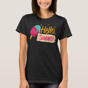 T-shirt Bonjour Vacances Été Glace Crème Popsicle Ice Loll