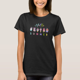 T-shirt Bonjour Vacances Été Glace Crème Popsicle Unicorn