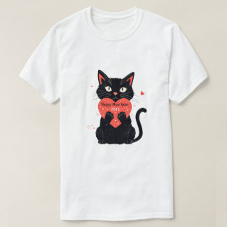 T-shirt Bonne année 2025 drôle chat nouveau année