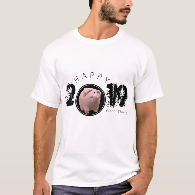 T-shirt Bonne année PIg 2019 Original 3D Man Tee (Devant)