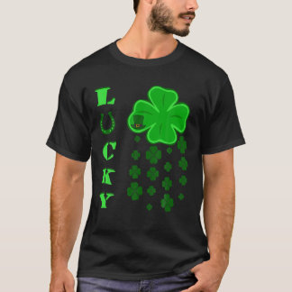 T-shirt BONNE CHANCE Shamrock Clover Leaf irlandais Happy 