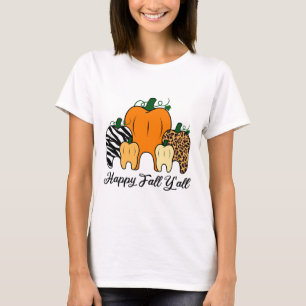 T-shirt Bonne Chute Y'all Citrouille Tooth Leopard Zebra H