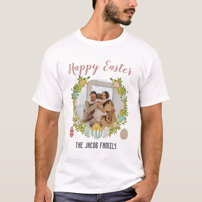 T-shirt Bonne famille de Pâques, famille heureuse une phot (Devant)