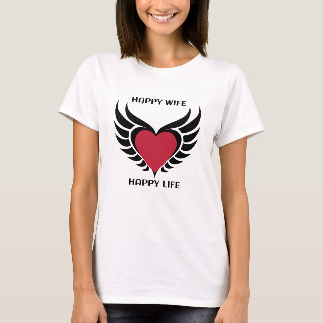 T-shirt Bonne femme Bonne vie - Coeur avec les ailesT-shir (Devant)
