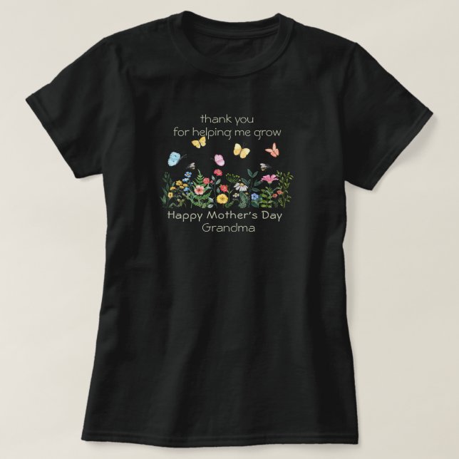 T-shirt Bonne fête des mères grand-mère aquarelle Floral (Design devant)