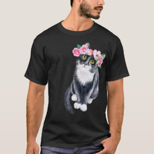 T-shirt Bonne fête des mères mignonne Chat avec fleurs Cha